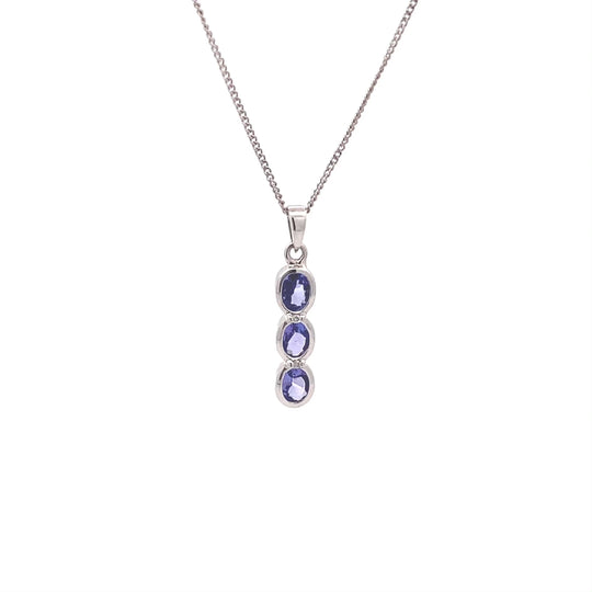 9ct White Gold and Tanzanite Necklace