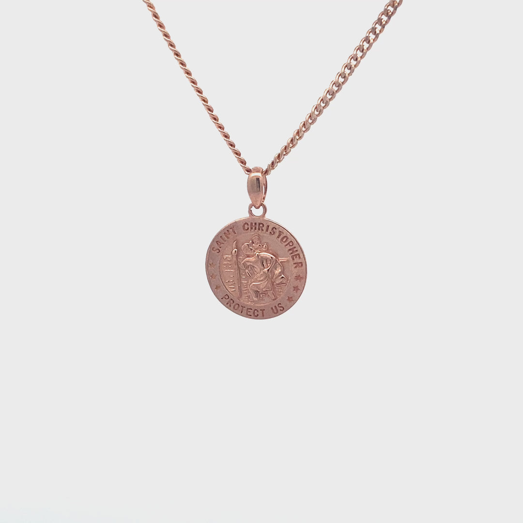 9ct Rose Gold St Christopher Medallion Pendant