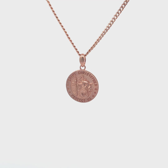 9ct Rose Gold St Christopher Medallion Pendant
