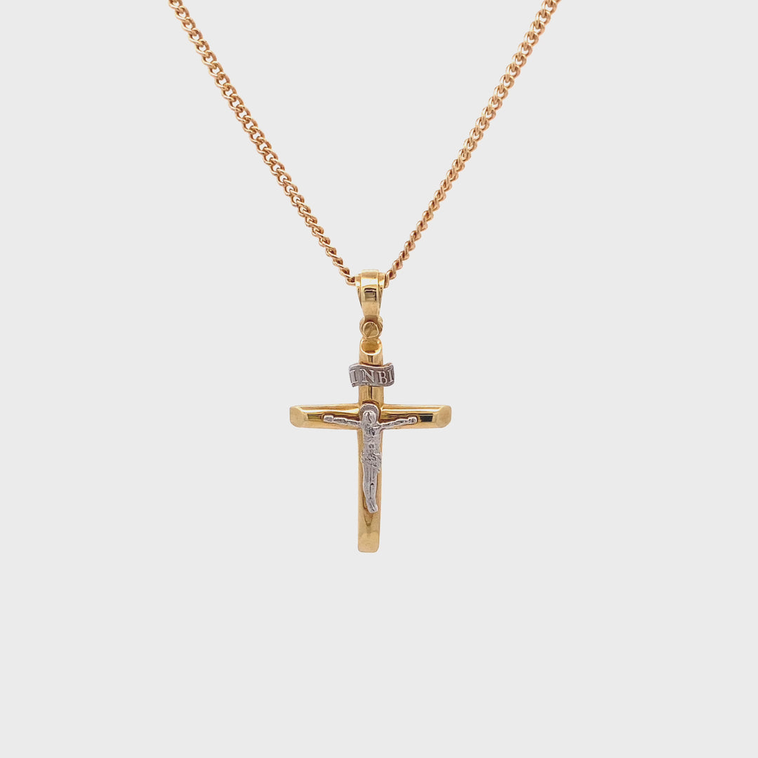 9ct Crucifix in Yellow and White Gold