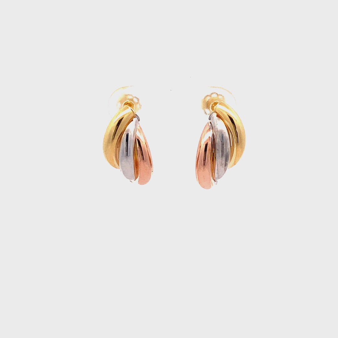 9ct Tri-Colour intertwined Studs