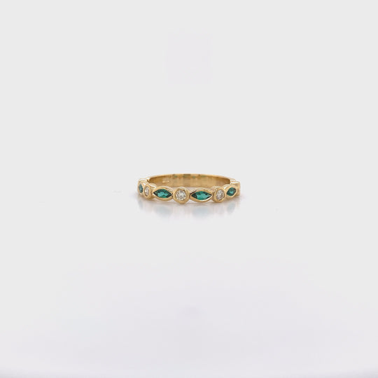 9ct Yellow Gold Emerald & Diamond Ring