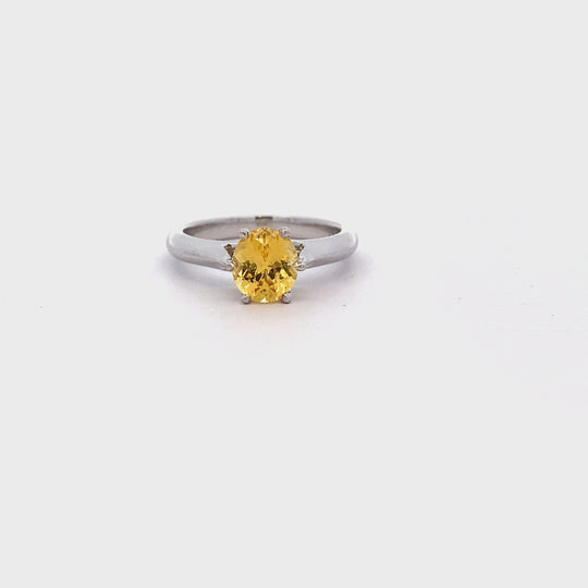 18ct White Gold 1.61ct Natural Yellow Ceylon Sapphire Ring