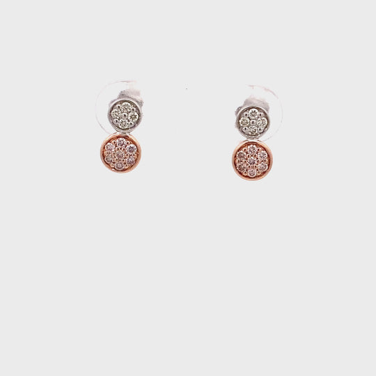 9ct White and Rose Gold Australian Pink Diamond Earrings from the Argyle Mine