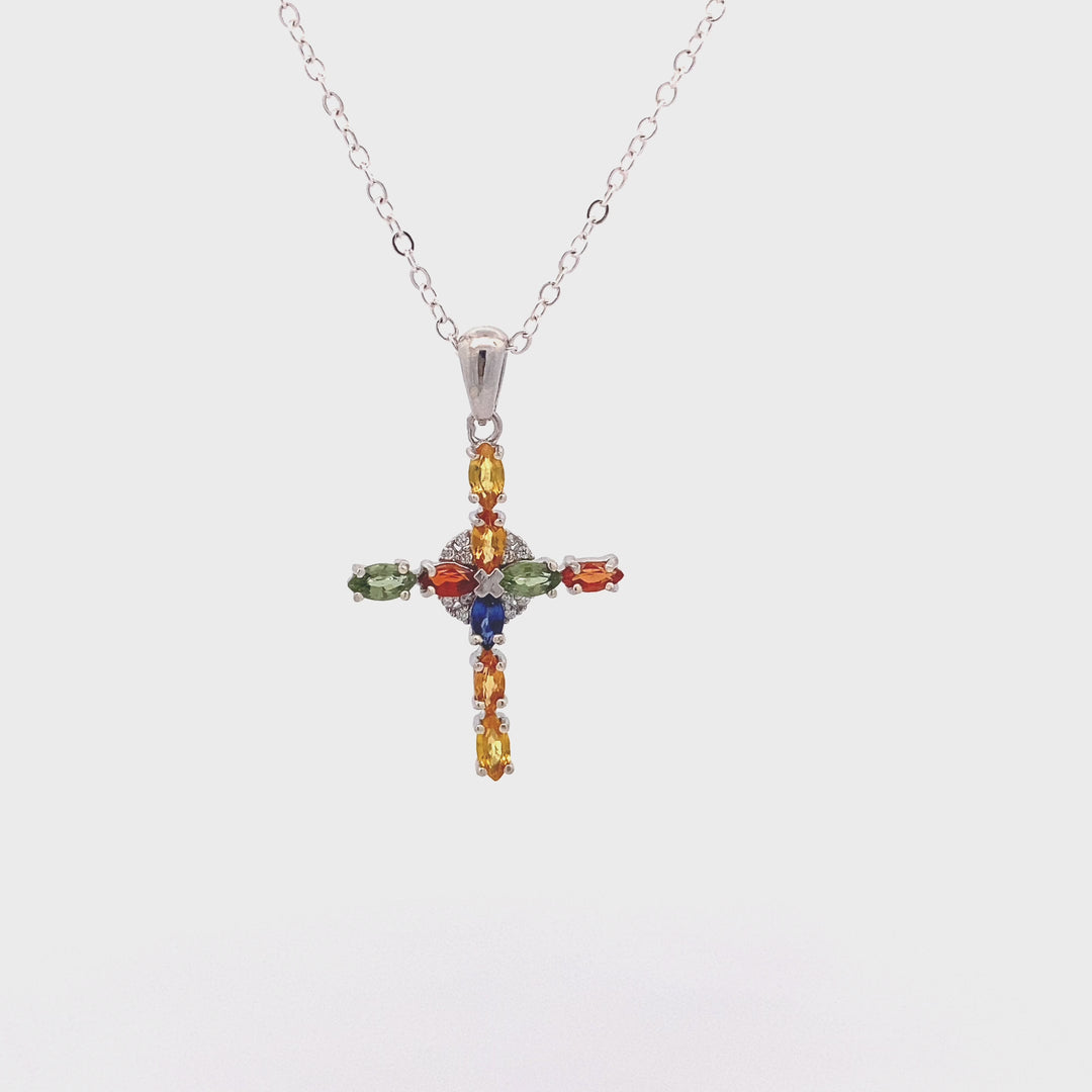 Sterling Silver Gemstone Cross