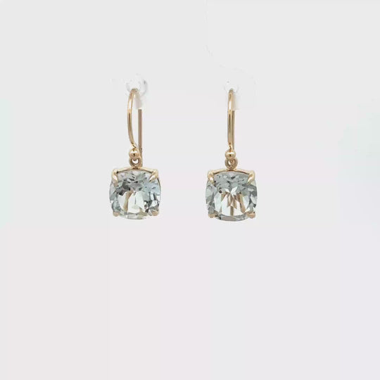 9ct Yellow Gold Cushion-Cut White Topaz Drop Earrings