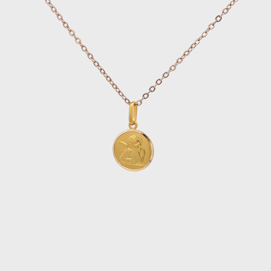 18ct Yellow Gold Guardian Angel Medallion