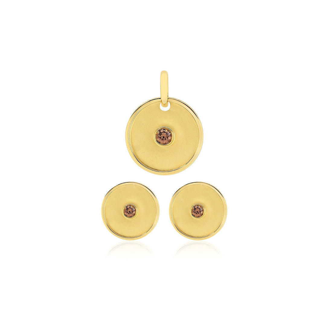 9ct Yellow Gold Argyle Australian Diamond Satin Disc Pendant