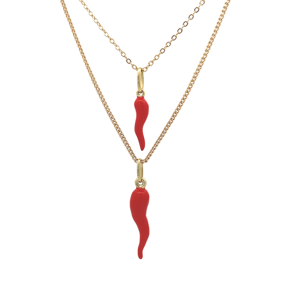 Horn of Plenty (Corno / Cornicello) Pendant with Red Enamel