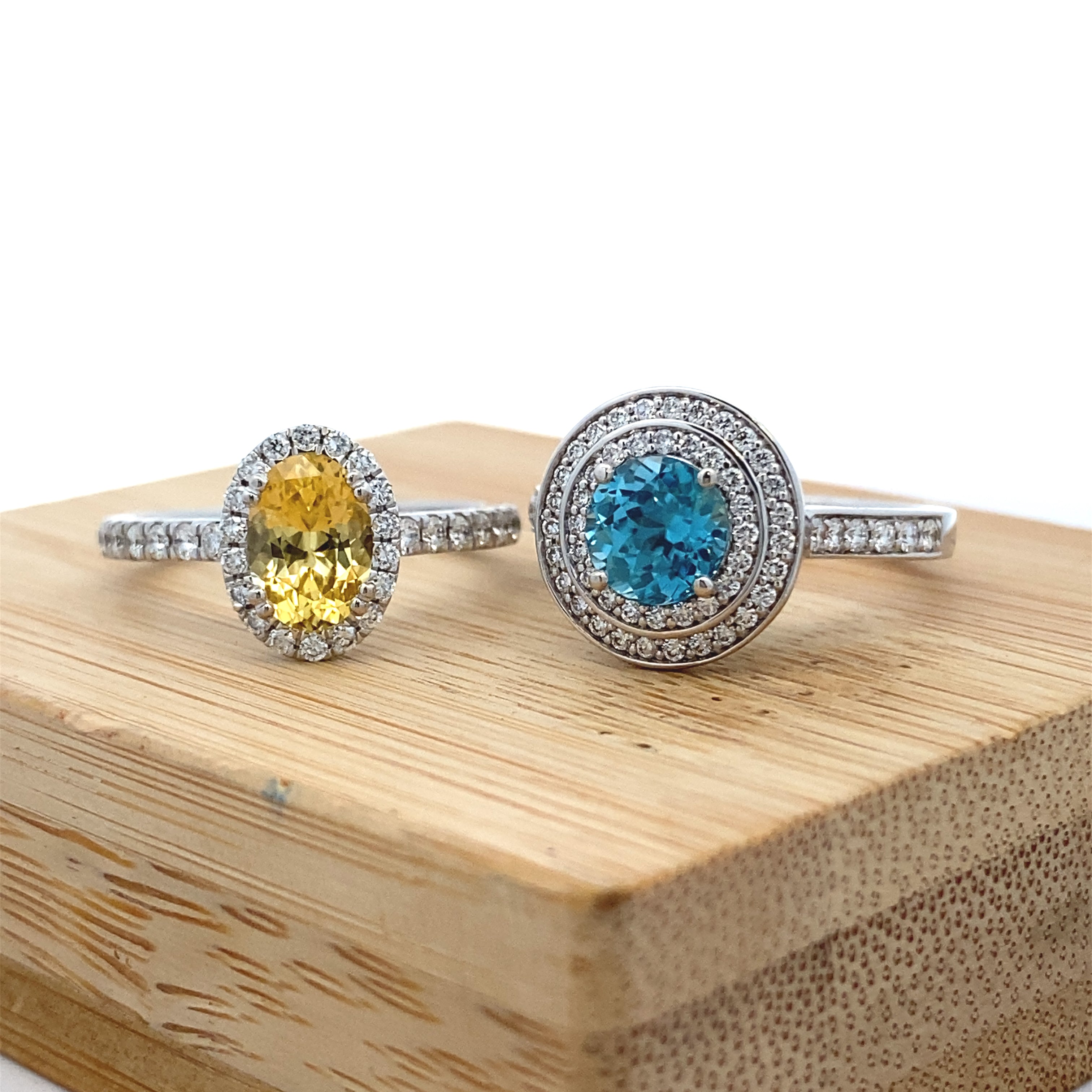 18ct White Gold Zircon & Diamond Double Halo Ring