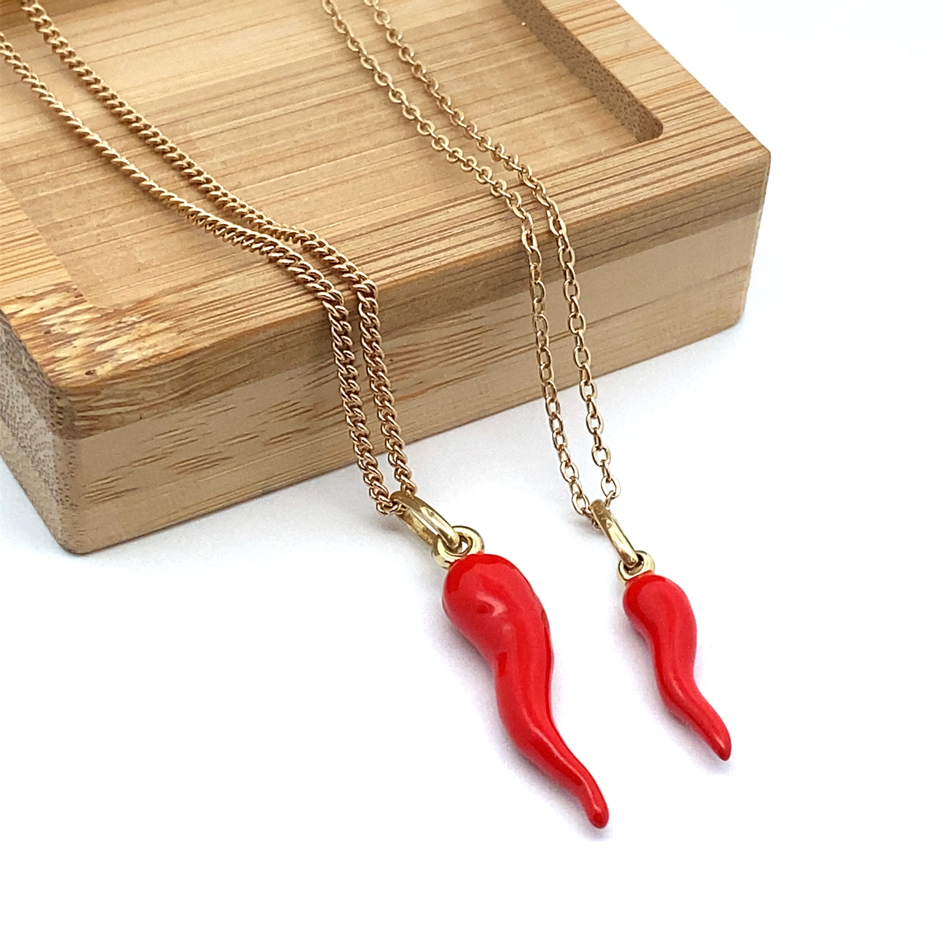 Horn of Plenty (Corno / Cornicello) Pendant with Red Enamel