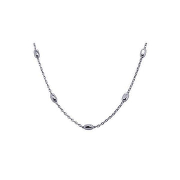 Sterling Silver Italian Cable Chain with Faceted Oval Beads